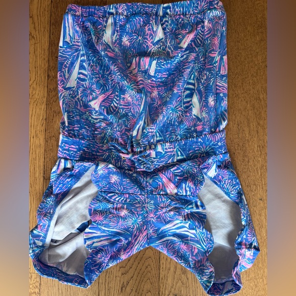 Lilly Pulitzer Jace Strapless Romper SZ S Boca Blue Its A Sailabration - Picture 8 of 14